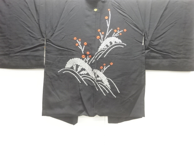 絞り波車に枝花模様一ツ紋絵羽織